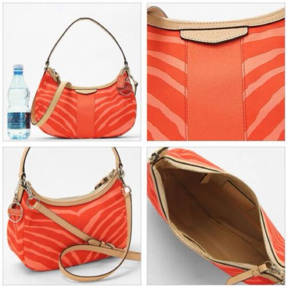 New Coach Demi Crossbody Purse Zebra Print Hot Orange/Tan F27386 SVC91 - Picture 2 of 7